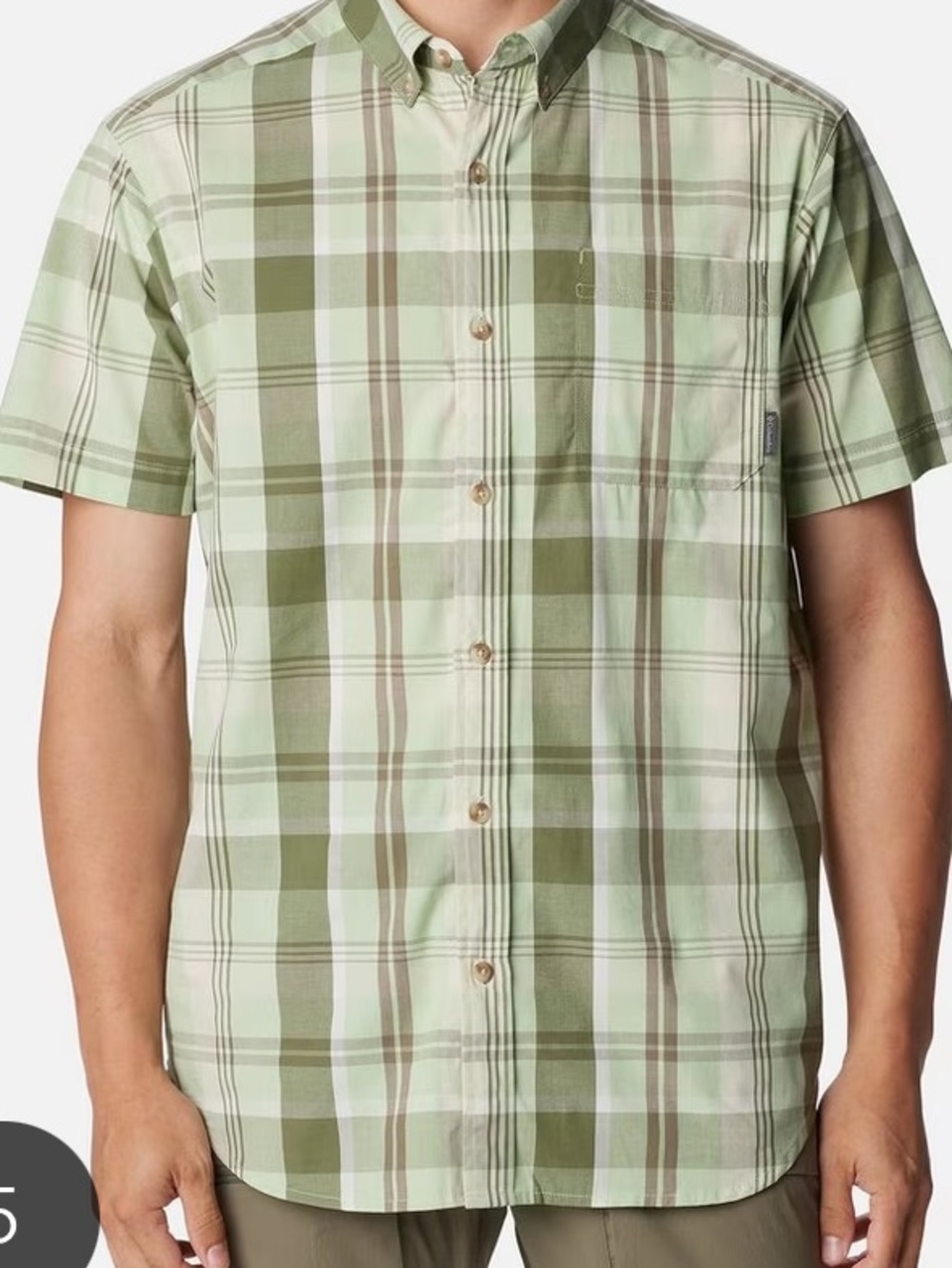 Columbia Green Plaid Short-Sleeve Button-Down Shirt